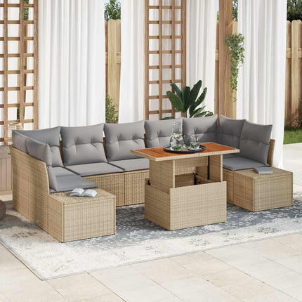 Trädgårdsoffset 8 st Beige Poly rattan