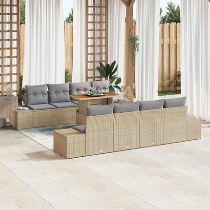 Trädgårdsoffset med lagring 9 pcs Beige Poly rattan