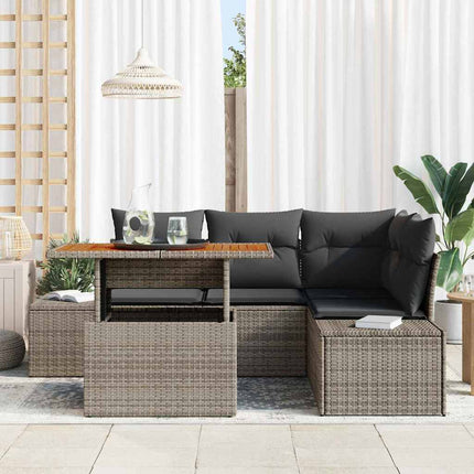 Trädgårdsoffset 5 st Grå Poly rattan
