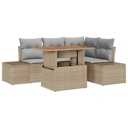 Trädgårdsoffset 5 st Beige Poly rattan