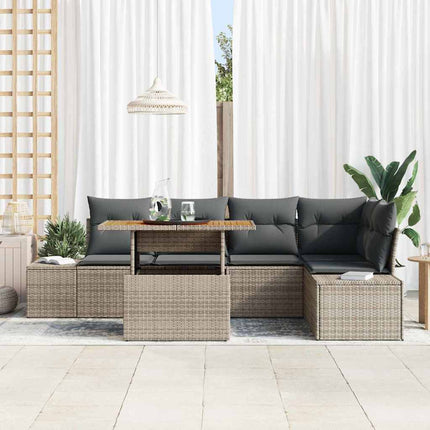 Trädgårdsoffset med lagring 6 pcs Grå Poly rattan