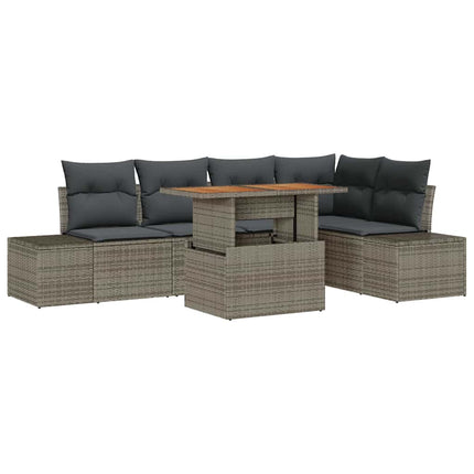 Trädgårdsoffset med lagring 6 pcs Grå Poly rattan