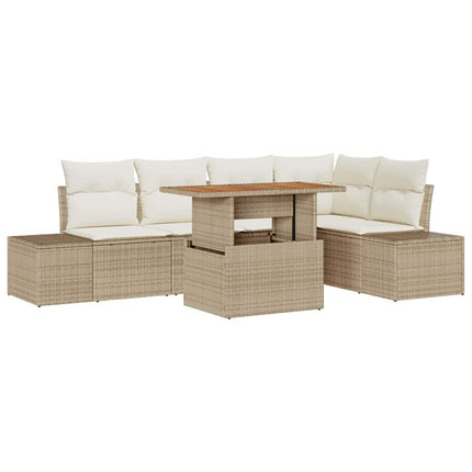 Trädgårdsoffset med lagring 6 pcs Beige Poly rattan