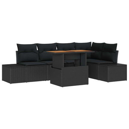 Trädgårdsoffset 6 st Svart Poly rattan