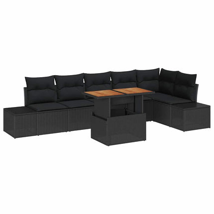 Trädgårdsoffset 7 st Svart Poly rattan