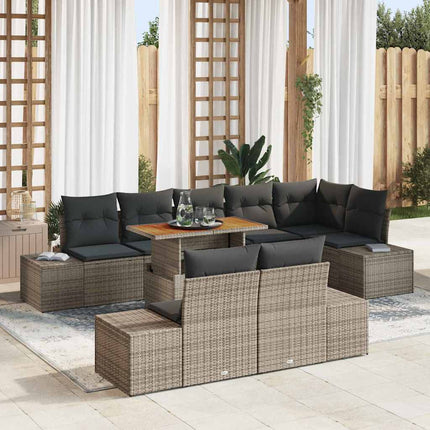 Trädgårdsoffset med lagring 9 pcs Grå Poly rattan