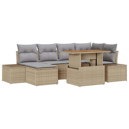 Trädgårdsoffset med lagring 7 pcs Beige Poly rattan