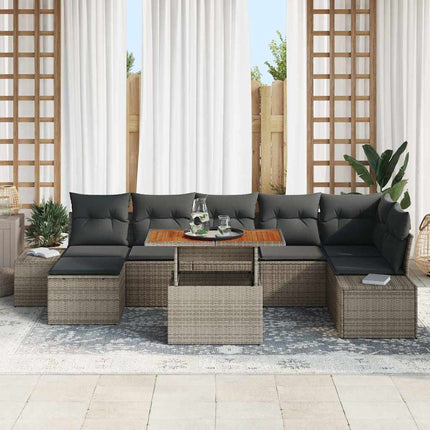 Trädgårdsoffset med lagring 8 pcs Grå Poly rattan