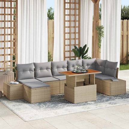 Trädgårdsoffset med lagring 8 pcs Beige Poly rattan