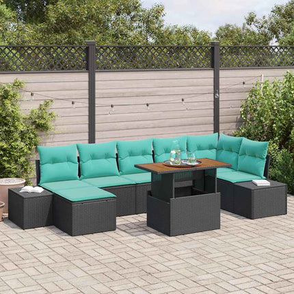 Trädgårdsoffset 8 st Svart Poly rattan