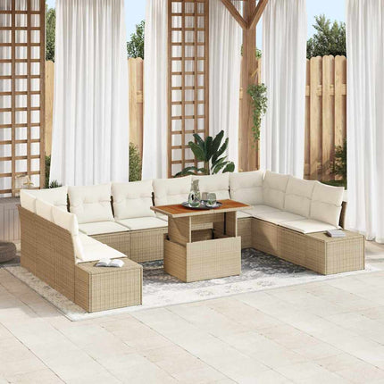 Trädgårdsoffset 11 st Beige Poly rattan