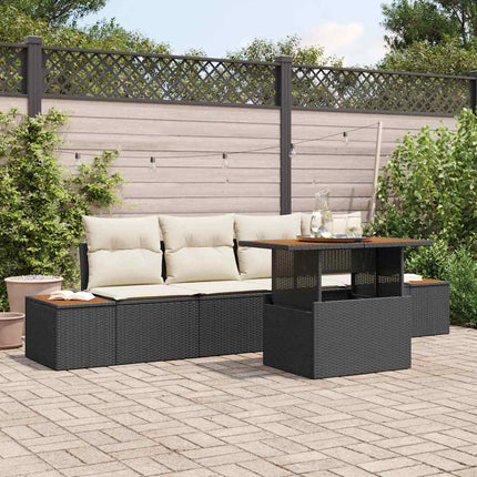 Trädgårdsoffset 5 st Svart Poly rattan
