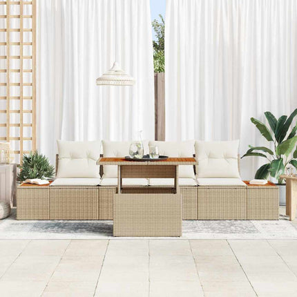 Trädgårdsoffset med lagring 5 pcs Beige Poly rattan
