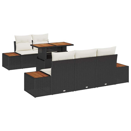 Trädgårdsoffset 6 st Svart Poly rattan