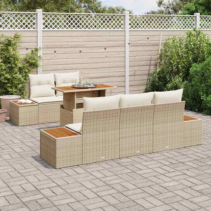 Trädgårdsoffset med lagring 6 pcs Beige Poly rattan