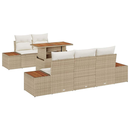 Trädgårdsoffset med lagring 6 pcs Beige Poly rattan