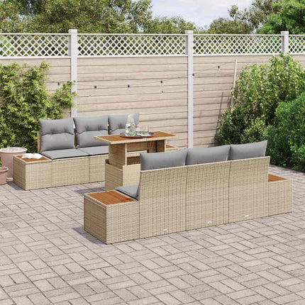 Trädgårdsoffset 7 st Beige Poly rattan