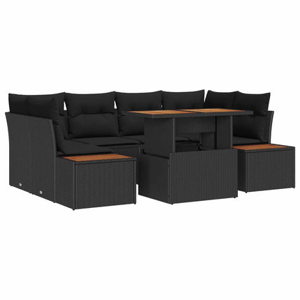 Trädgårdsoffset 7 st Svart Poly rattan