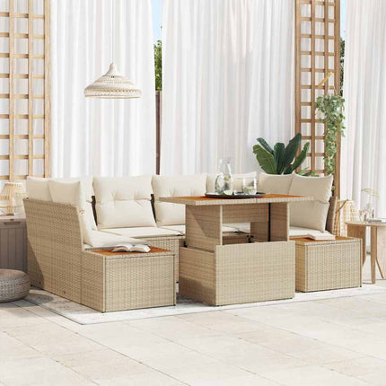 Trädgårdsoffset med lagring 7 pcs Beige Poly rattan