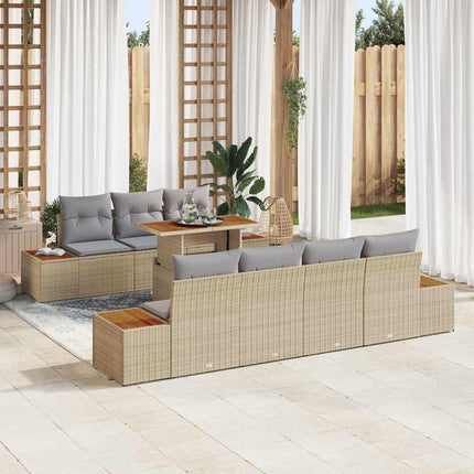Trädgårdsoffset med lagring 8 pcs Beige Poly rattan