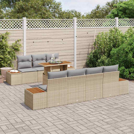 Trädgårdsoffset 8 st Beige Poly rattan