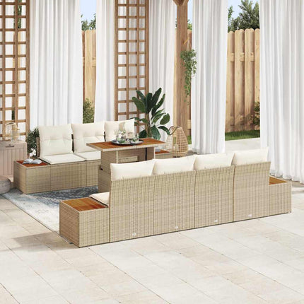 Trädgårdsoffset 8 st Beige Poly rattan
