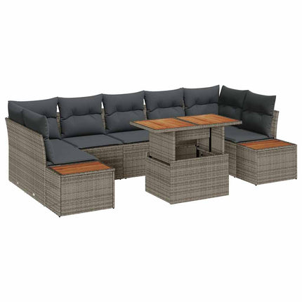 Trädgårdsoffset med lagring 8 pcs Grå Poly rattan