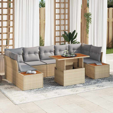 Trädgårdsoffset med lagring 8 pcs Beige Poly rattan