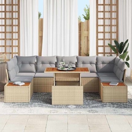 Trädgårdsoffset med lagring 8 pcs Beige Poly rattan