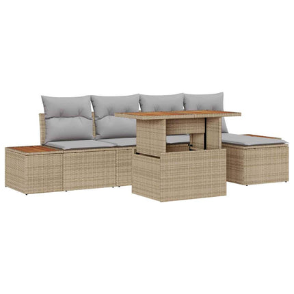 Trädgårdsoffset 6 st Beige Poly rattan