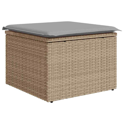Trädgårdsoffset med lagring 6 pcs Beige Poly rattan