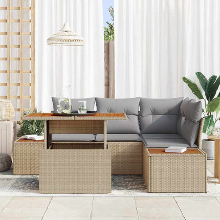 Trädgårdsoffset 5 st Beige Poly rattan