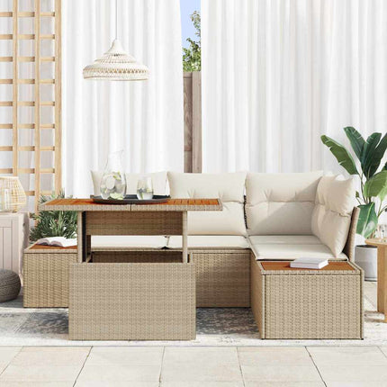 Trädgårdsoffset med lagring 5 pcs Beige Poly rattan