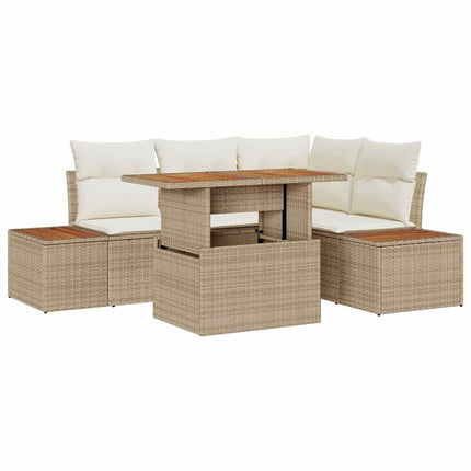 Trädgårdsoffset med lagring 5 pcs Beige Poly rattan
