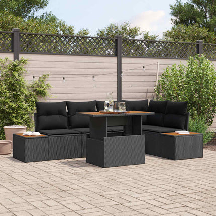 Trädgårdsoffset 6 st Svart Poly rattan