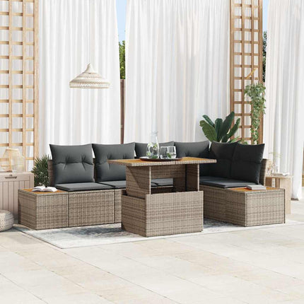 Trädgårdsoffset med lagring 6 pcs Grå Poly rattan