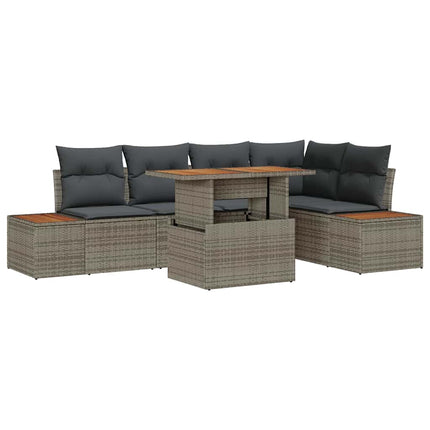 Trädgårdsoffset med lagring 6 pcs Grå Poly rattan