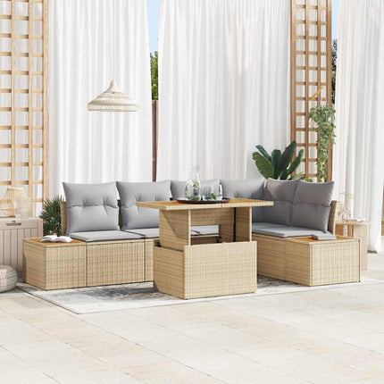 Trädgårdsoffset med lagring 6 pcs Beige Poly rattan