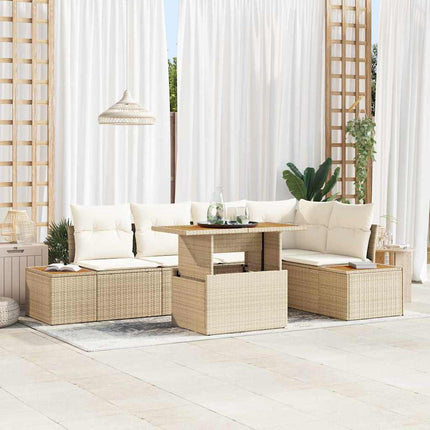 Trädgårdsoffset 6 st Beige Poly rattan
