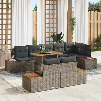 Trädgårdsoffset med lagring 9 pcs Grå Poly rattan