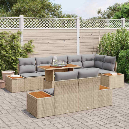 Trädgårdsoffset 9 st Beige Poly rattan