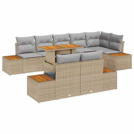 Trädgårdsoffset 9 st Beige Poly rattan