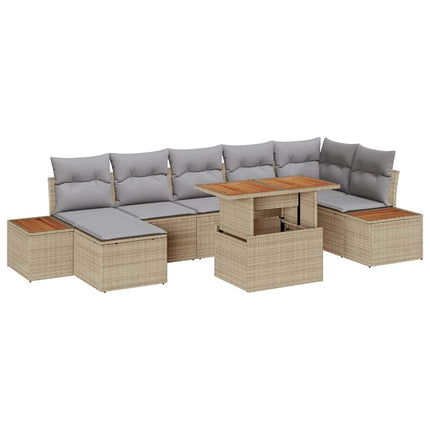 Trädgårdsoffset med lagring 8 pcs Beige Poly rattan
