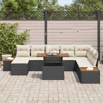 Trädgårdsoffset 9 st Svart Poly rattan