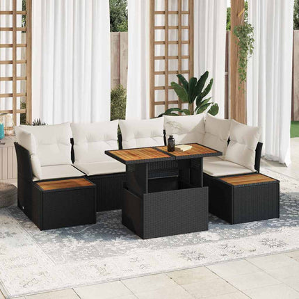 Trädgårdsoffset med lagring 10 pcs Svart Poly rattan
