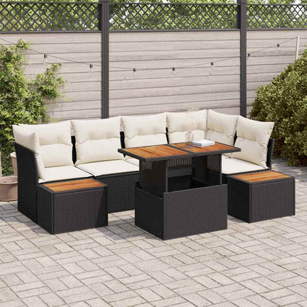 Trädgårdsoffset 10 st Svart Poly rattan