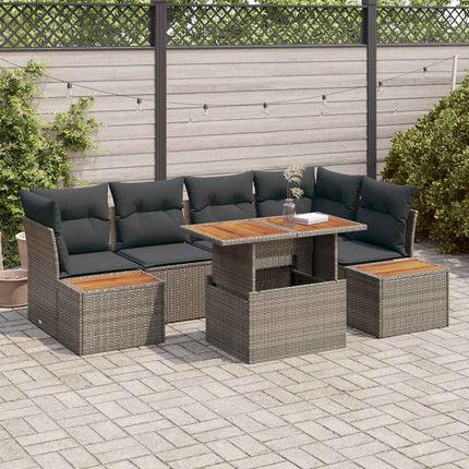 Trädgårdsoffset med lagring 10 pcs Grå Poly rattan