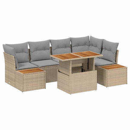 Trädgårdsoffset 10 st Beige Poly rattan