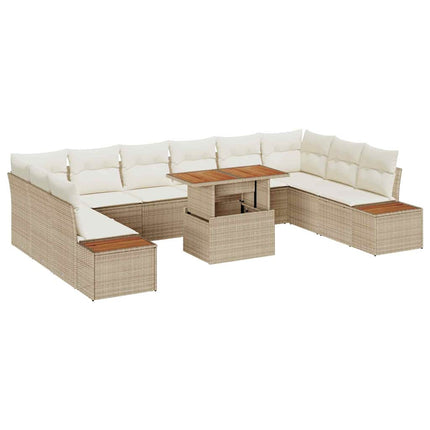Trädgårdsoffset 11 st Beige Poly rattan