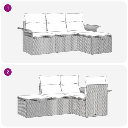 Trädgårdsoffset med kudde med lagring 4 pcs Grå konstrotting